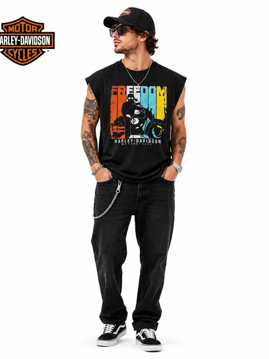 Harley-Davidson Other - HARLEY DAVIDSON Men’s Black Freedom Cut Off Tank Top